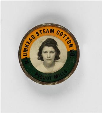 (POP PHOTOGRAPHICA) Group of 50 portraits of male and female laborers on colorful ID badges